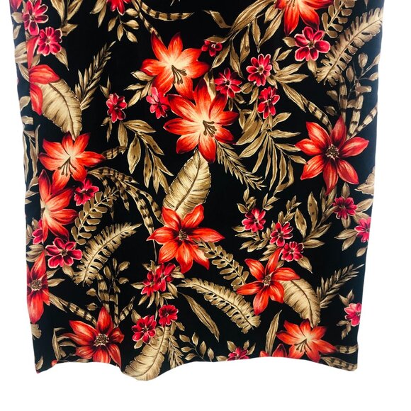 Sag Harbor Shift Midi Dress Med? Sleeveless Floral Color Pop Black Orange Gold - Picture 5 of 8